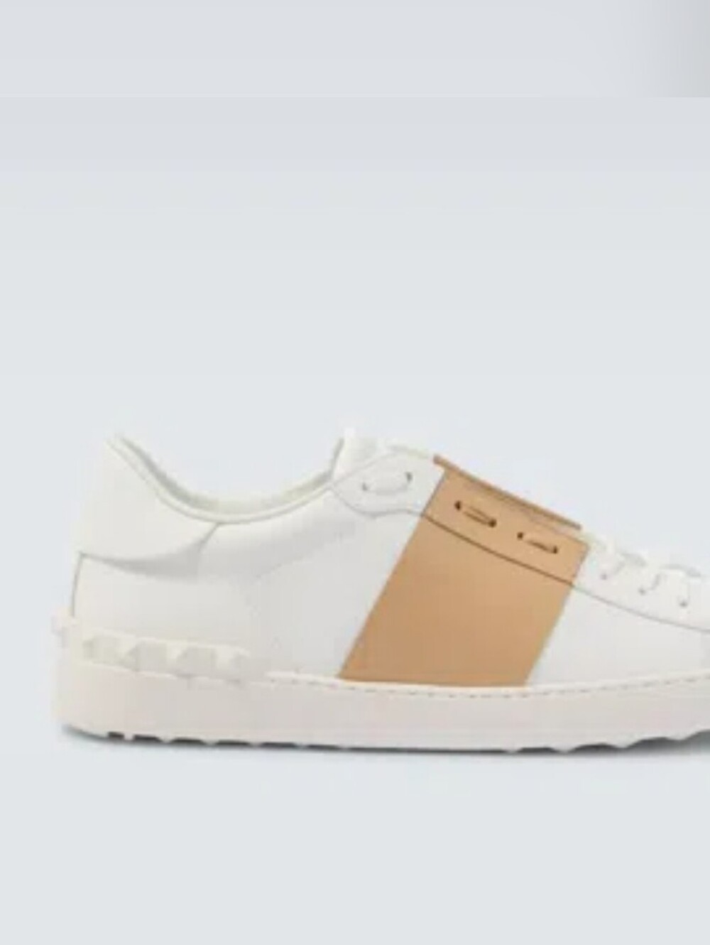 Valentino Garavani Rockstud Rose Gold White Open Leather Sneaker